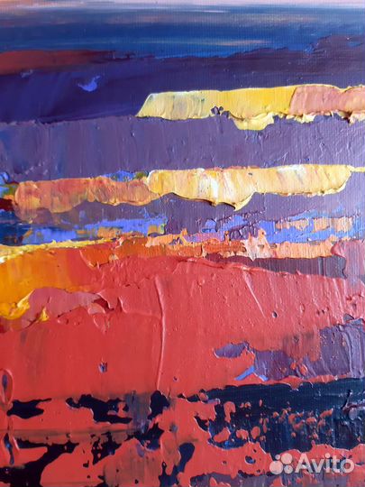 Картина абстрактная большая Золотое море 50 на 70