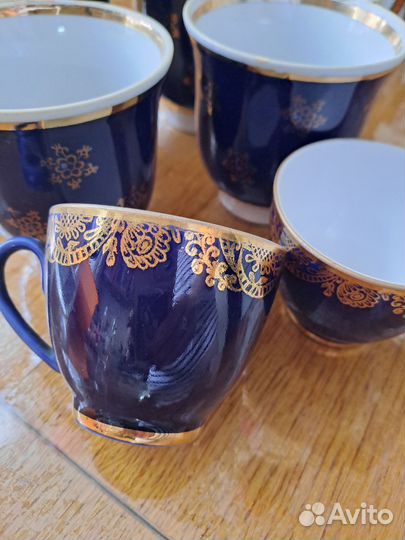 Чашки фарфоровые кобальтовые СССР винтаж