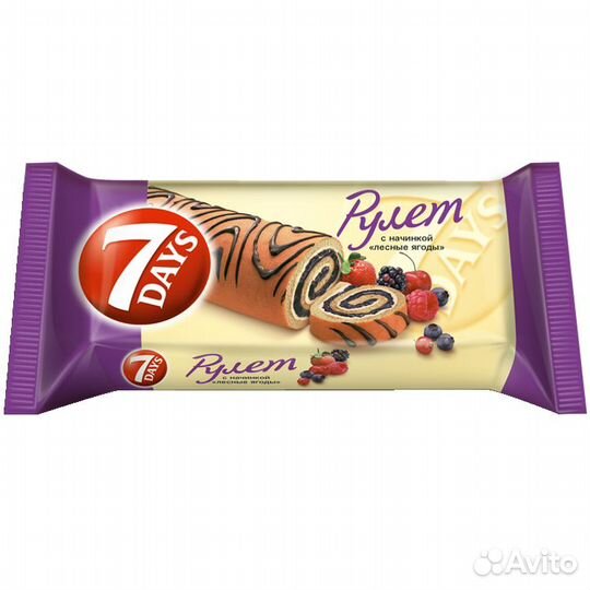 7 days бисквитный с начинкой лесные ягоды 300г