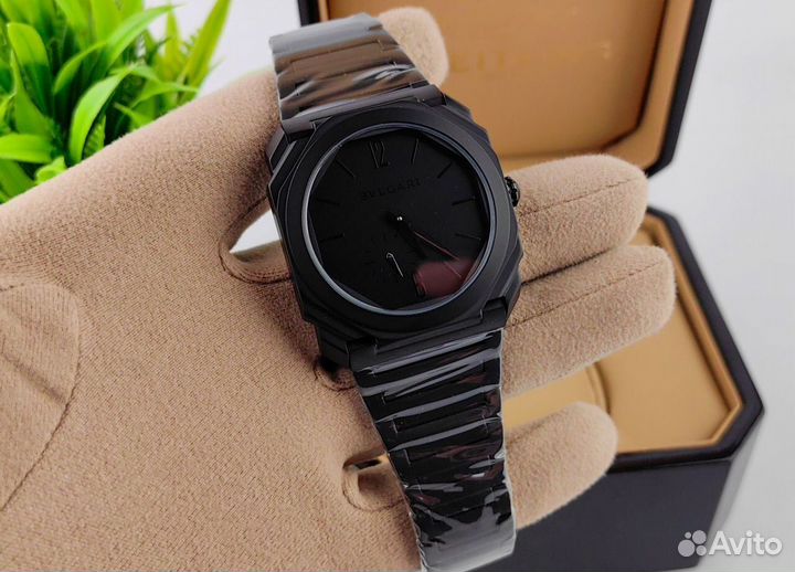 Мужские часы черные Bulgari octo булгари механичка