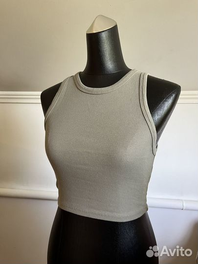 Топ в рубчик zara цвета хаки, размер М
