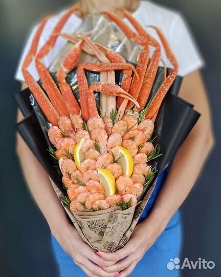 Букеты из морепродуктов, раков. Съедобные букеты