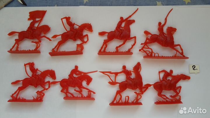 Солдатики Будёновцы. Тачанка. СССР. Набор 9 штук