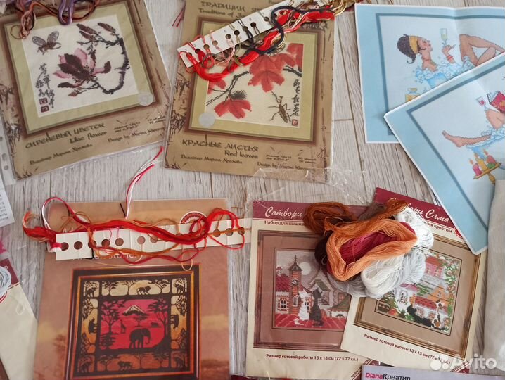 Остатки наборов вышивки крестом, журналы пакетом