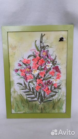 Картина вышивка лентами