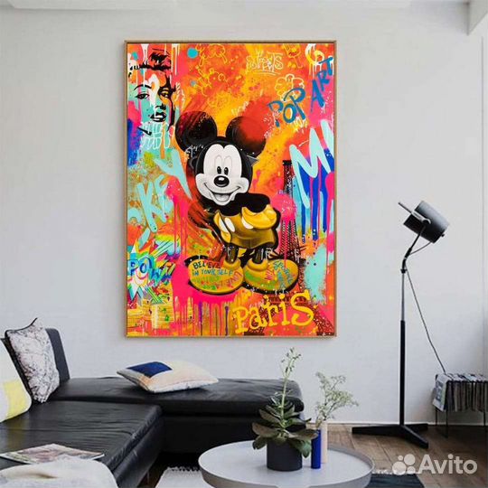 Яркая картина маслом Микки Маус