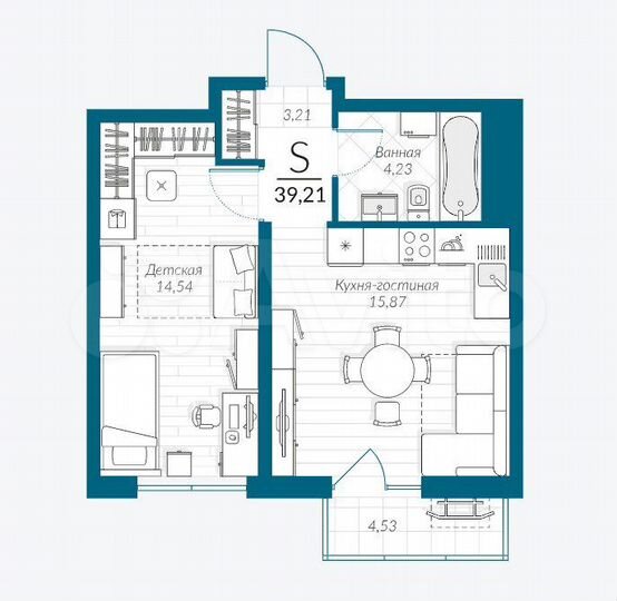 1-к. квартира, 39,2 м², 10/18 эт.