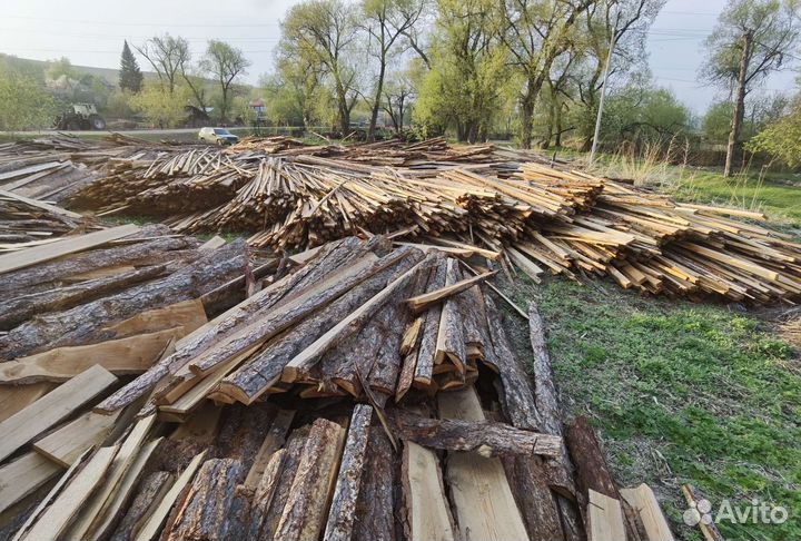 Дрова сухие, горбыль лиственный, пиленый, отлет