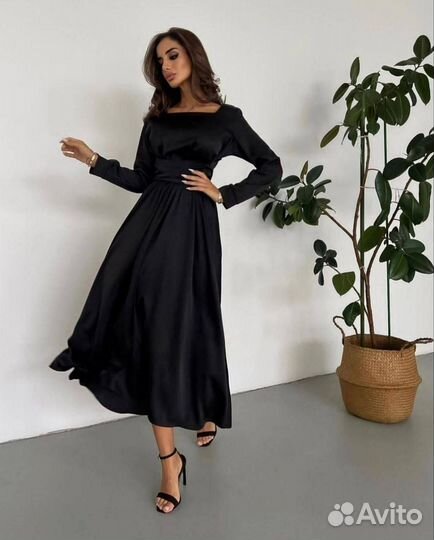 Вечернее платье шёлк чёрное, синее, голубое