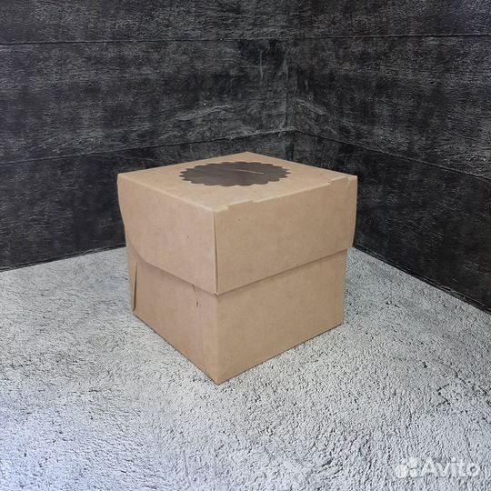 Коробки крафт с окном для Капкейков, маффинов