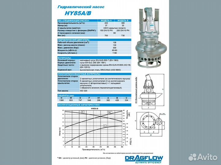 Грунтовый насос (350 м3/час) Dragflow HY85B