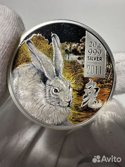 Острова Кука 5 долларов 2011.Год кролика.UNC.Вид 1