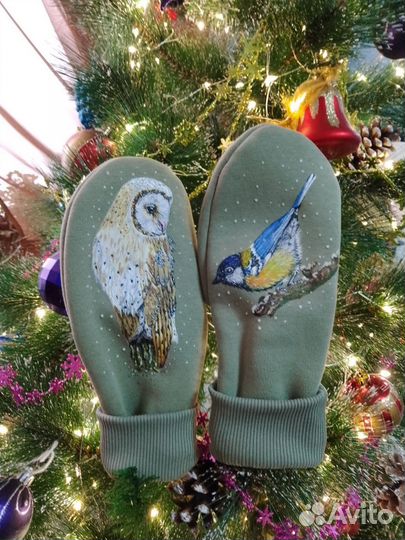 Варежки с ручной росписью