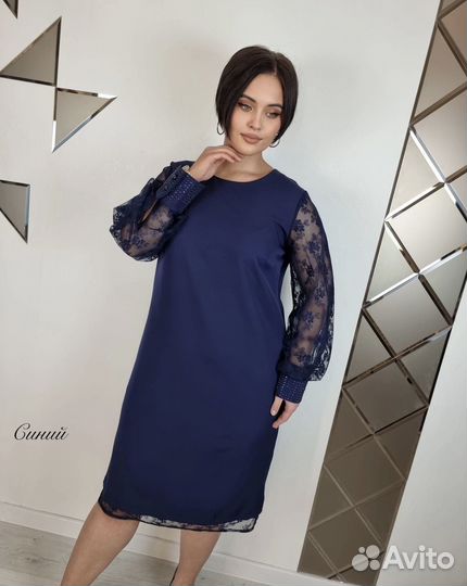 Платье женское новое цвет синий 48 50 52 54