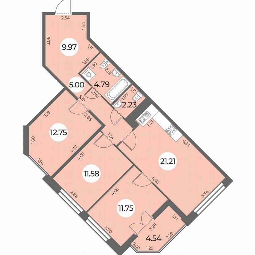 3-к. квартира, 81 м², 14/24 эт.