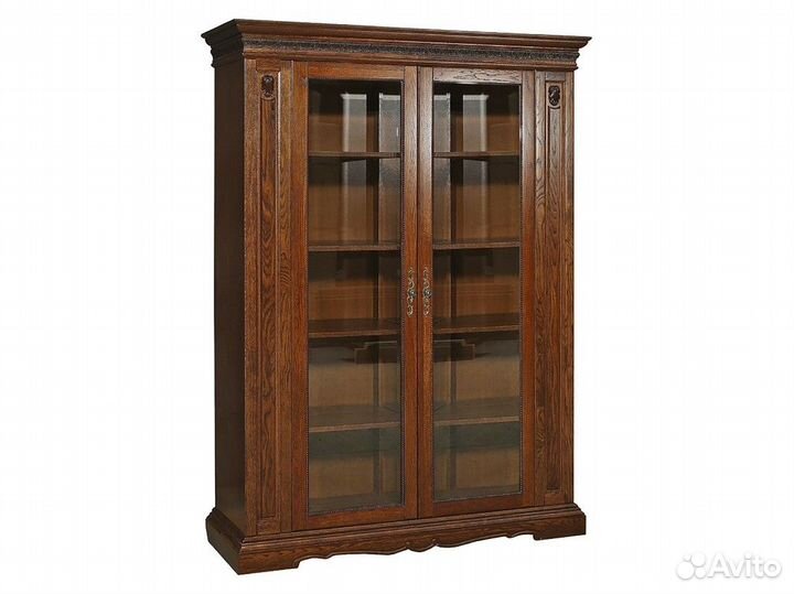 Шкаф книжный со стеклянной дверью из массива дерев