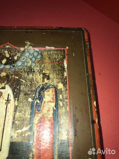 Старинная икона Арх. Михаил, Ангел и Афанасий мзю