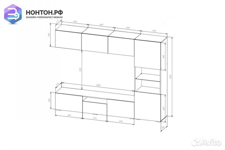 Стенка Стенфорд белый / белый матовый софт