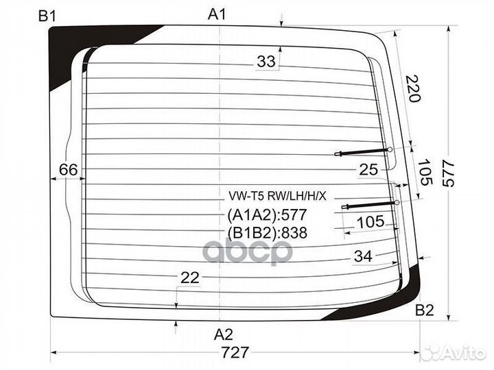 Стекло заднее (распашной двери) левое с обогрев