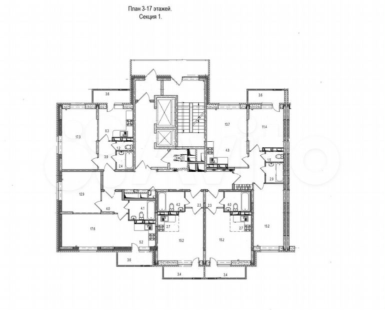 Своб. планировка, 28,2 м², 7/17 эт.