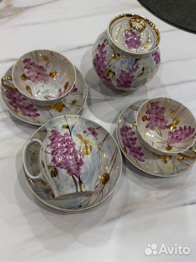 Чайный сервиз Розовая сирень. Дулево СССР