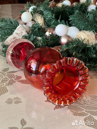 Ваза цветное стекло СССР винтаж