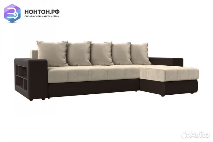 Диван угловой еврокнижка Дубай микровельвет бежевы