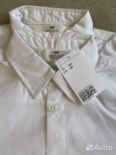 Белые школьные рубашки H&M новые на мальчика 128