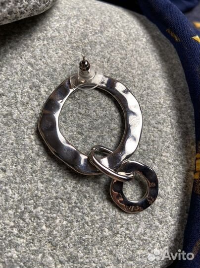 Новые Серьги / глянцевый металл под серебро