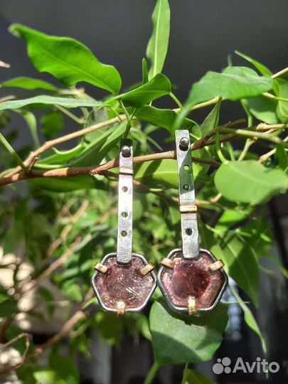 Серьги с турмалином серебро