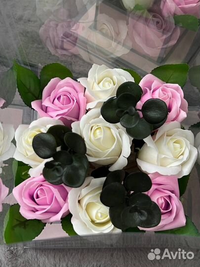 Мыльные розы в коробке 9 штук / 8 марта