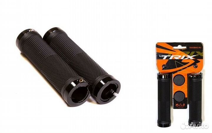 Грипсы trix, резиновые, 130мм, алюминиевые фиксаторы на руль черные - 4шт., с заглушками руля, корич