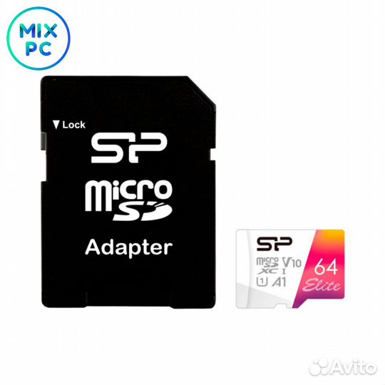 Флеш карта microSD 64GB Silicon Power Elite A1 (SD