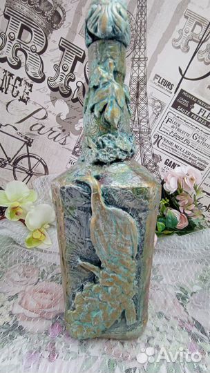 Декоративные бутылки лепнина под старину