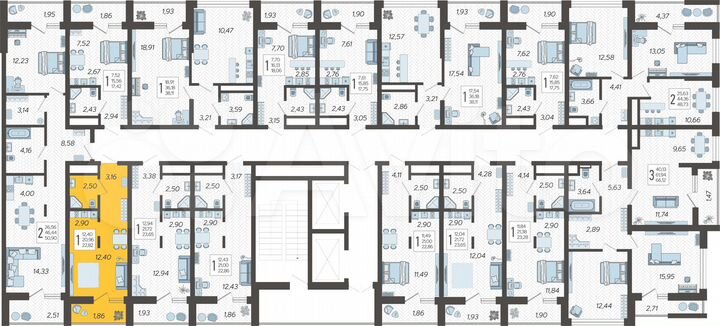 Квартира-студия, 22,8 м², 16/19 эт.