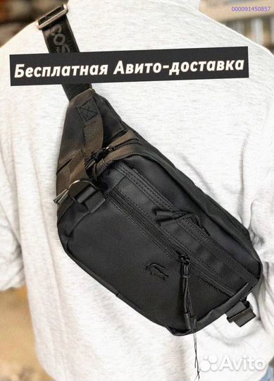 Сумка бананка Lacoste мужская черная