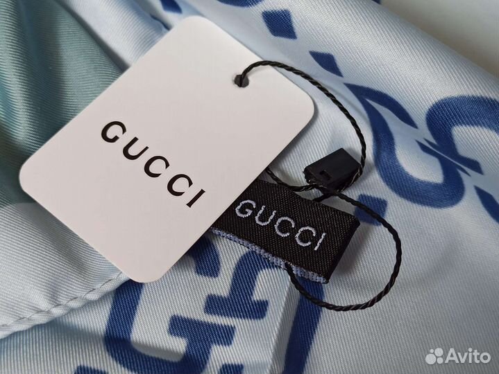 Платок голубой ментол Gucci шелковый 7 цветов