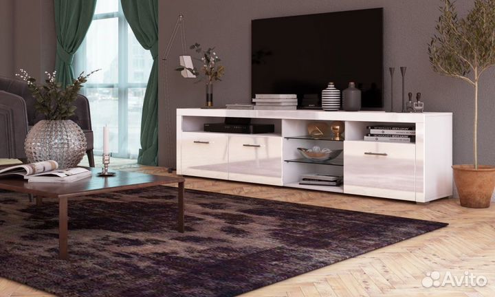 Тумба под телевизор белая