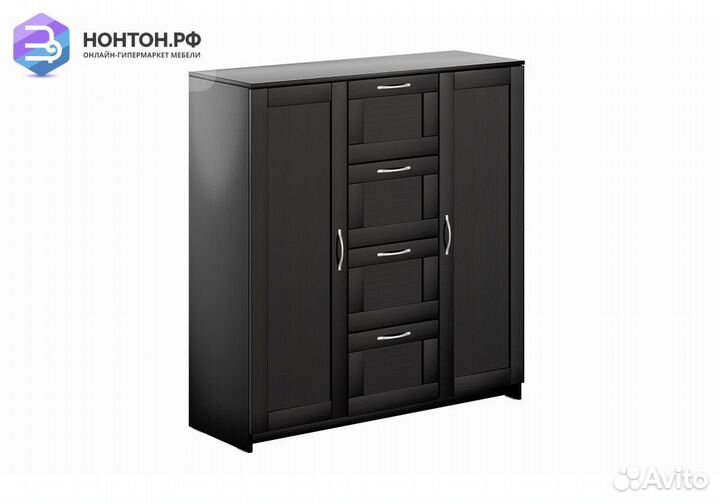 Комод с дверцами Сириус 4 ящика дуб венге