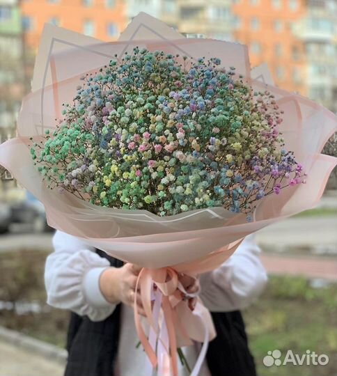 Букеты из Радужной Гипсофилы. Свежие Цветы