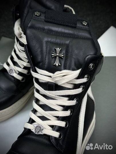 Кеды Rick owens x Chrome Hearts (черные и белые)