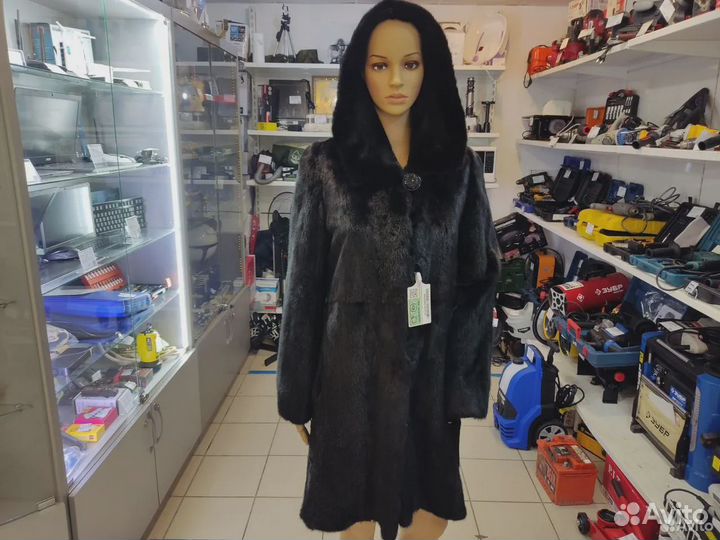 Шуба норковая 42-44р длинная с капюшоном