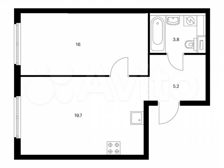 1-к. квартира, 44,7 м², 2/23 эт.