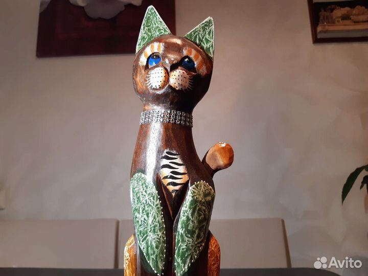 Статуэтка Кошка 40 см Индонезия. Дерево