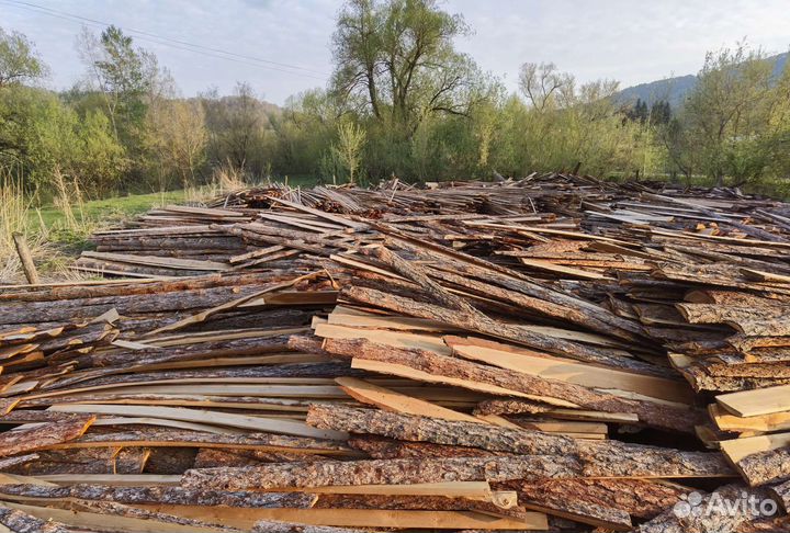 Дрова сухие, горбыль лиственный, пиленый, отлет