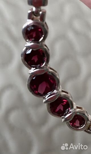 Серебряное колье винтаж с гранатами (родолит)