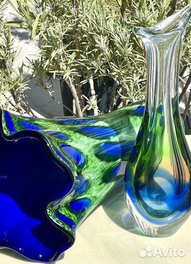 Ваза чешское цветное стекло
