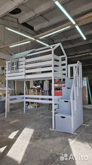 Детская кровать чердак домик
