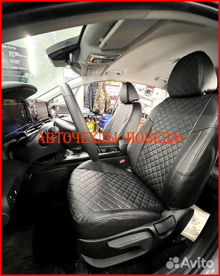 Чехлы Hyundai Elantra 7 из экокожи чёрные Ромб