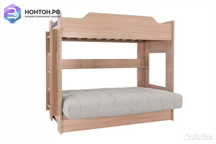 Двухъярусная кровать с диван-кроватью жаккард свет